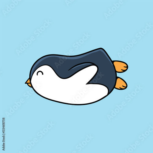 adorable penguin with sliding pose
