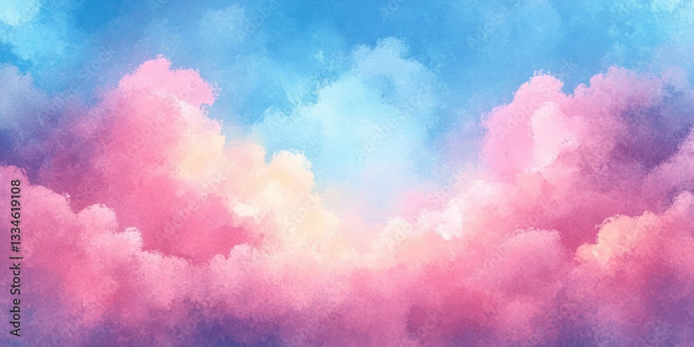 Watercolor Abstract Sky with Cherry Blossoms in Pink and Blue Spring Background Watercolor Abstract Sky with Cherry Blossoms in Pink and Blue Spring Background