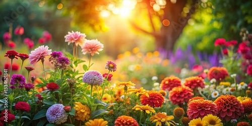 Wallpaper Mural Radiant Floral Garden with Bokeh, Blooming Flowers, Soft Focus, Spring Blossoms, Nature Photography Torontodigital.ca