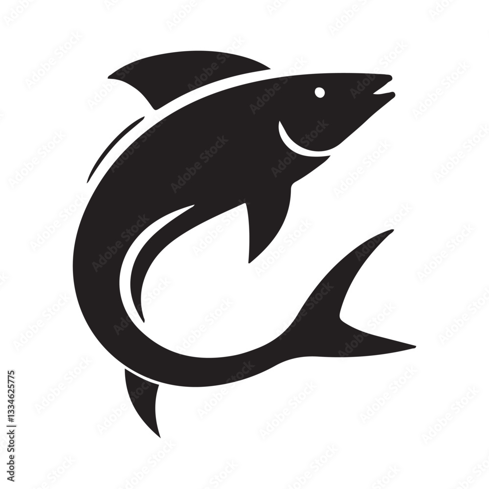 Obraz premium High-quality silhouette Vector Illustration Fish Icon for Logos, Branding, and Design Projects 