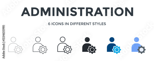 Administration  Icon In Different Style Vector Illustration. Designed In Thin Line, Regular Line, Bold Line, Glyph, Color Fill, And Flat Style Can Be Used For Web