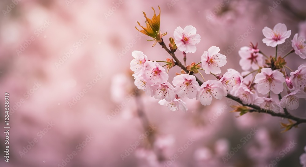 Blurred background of cherry blossom, pink petals, soft light. Japanese style, spring mood. Blurred background of cherry blossom, pink petals, soft light. Japanese style, spring mood.