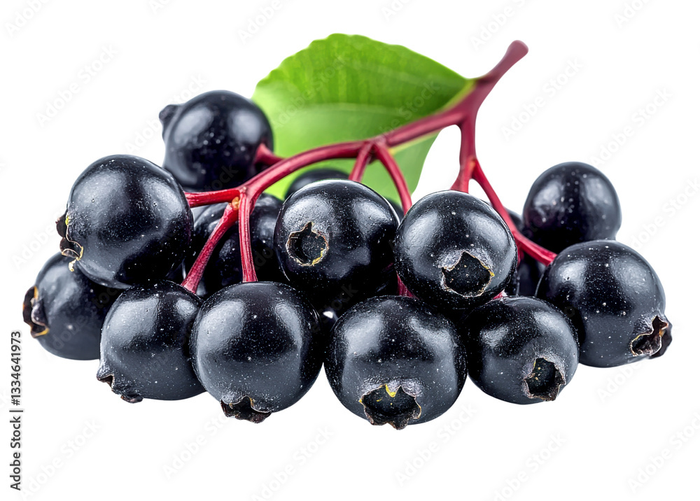 black elderberries bunch - isolated on white background