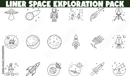 Liner Space Exploration Pack Astronauts, Planets, Rockets, UFOs