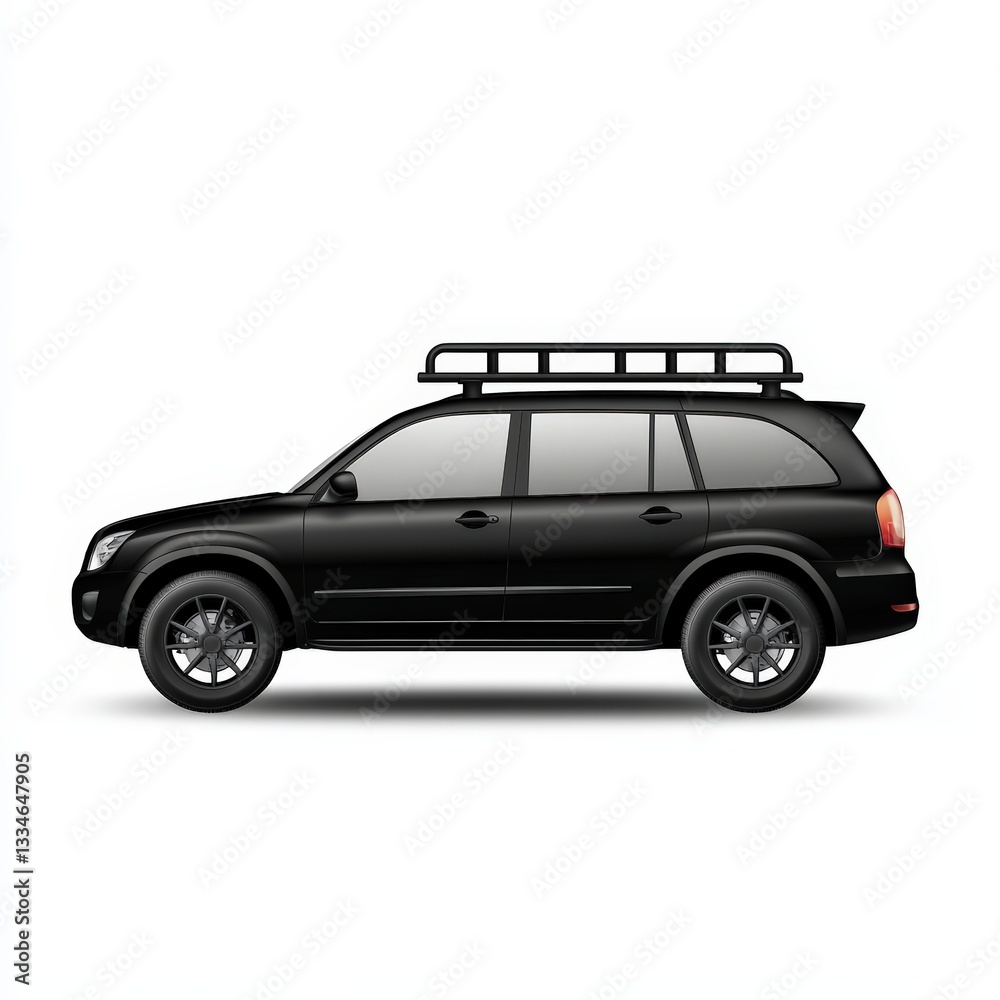 Stylish black SUV with roof rack, perfect for adventure and travel, showcasing modern design and versatility for urban or outdoor use. Stylish black SUV with roof rack, perfect for adventure and travel, showcasing modern design and versatility for urban or outdoor use.