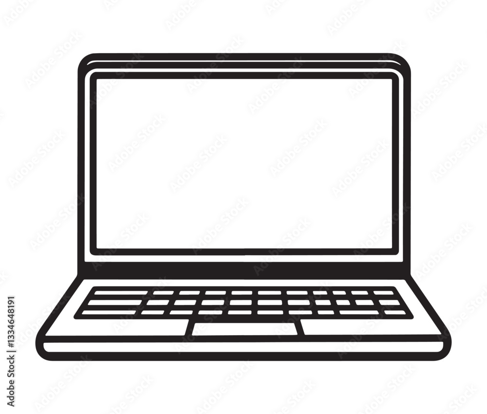 Laptop isolated on white background. Minimalist laptop icon, simple computer illustration. Open laptop drawing Laptop isolated on white background. Minimalist laptop icon, simple computer illustration. Open laptop drawing