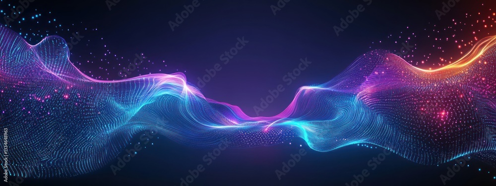 Obraz premium Futuristic Digital Art with Holographic Design Glowing Neon Circuits and AI Circuit Board Texture