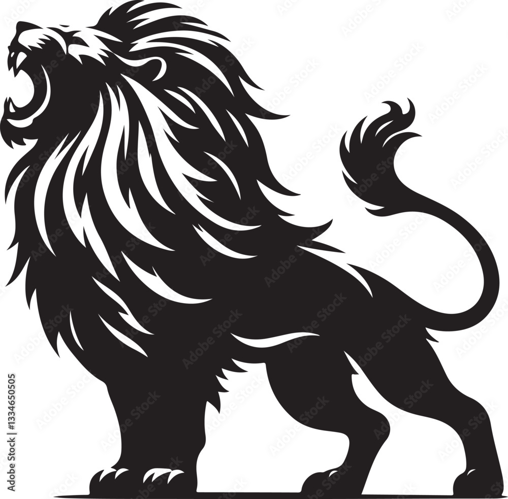Fototapeta premium Lion Silhouette Vector Bundle | Premium Roaring King Design Pack