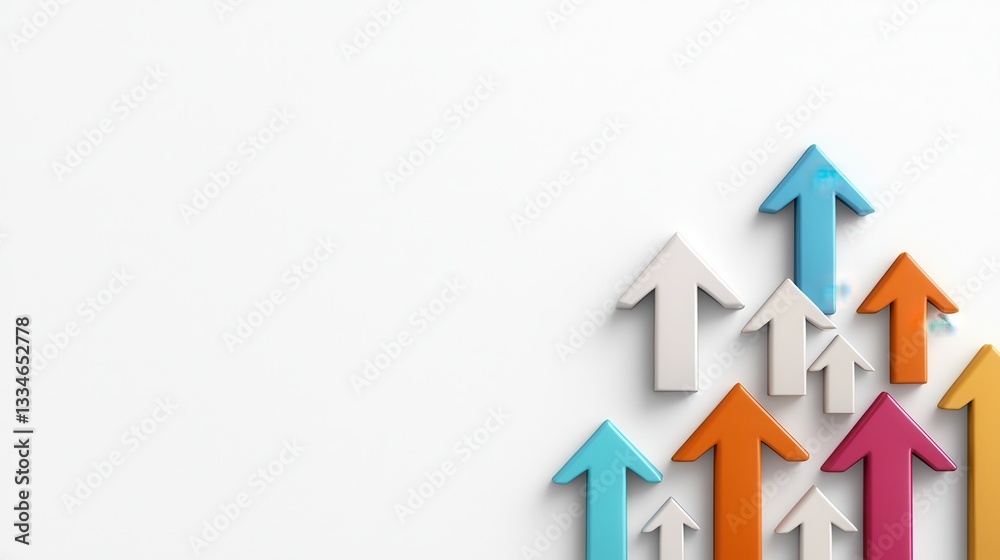 Colorful arrows representing growth and progress on a white background. Colorful arrows representing growth and progress on a white background.
