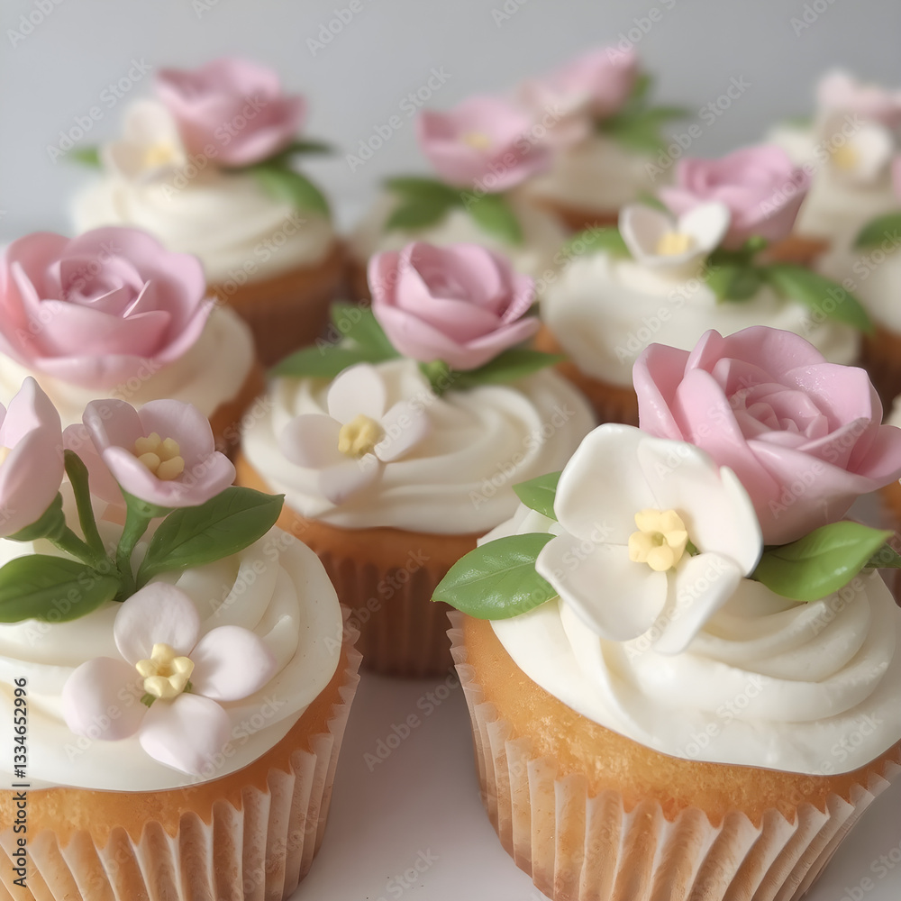 Cupcakes de ensueño, decorados con delicadas flores que parecen recién cosechadas.
Cupcakes de ensueño, decorados con delicadas flores que parecen recién cosechadas.