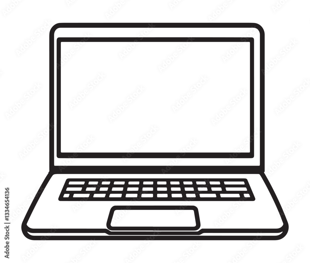 Laptop isolated on white background. Minimalist laptop icon, simple computer illustration. Open laptop drawing Laptop isolated on white background. Minimalist laptop icon, simple computer illustration. Open laptop drawing