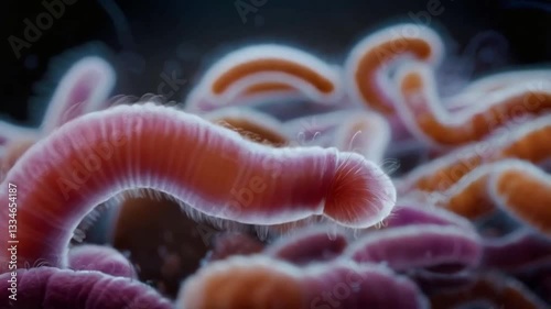 Microscopic Life: The Hidden World of Parasitic Worms, smooth repeating motion for background video animation