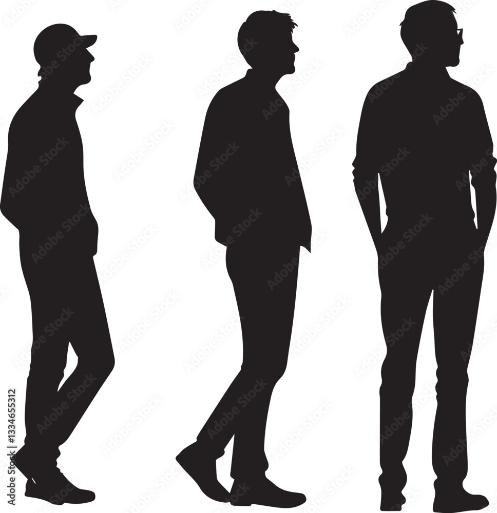 Silhouettes of Men on Blank Background – Vector Illustration Silhouettes of Men on Blank Background – Vector Illustration
