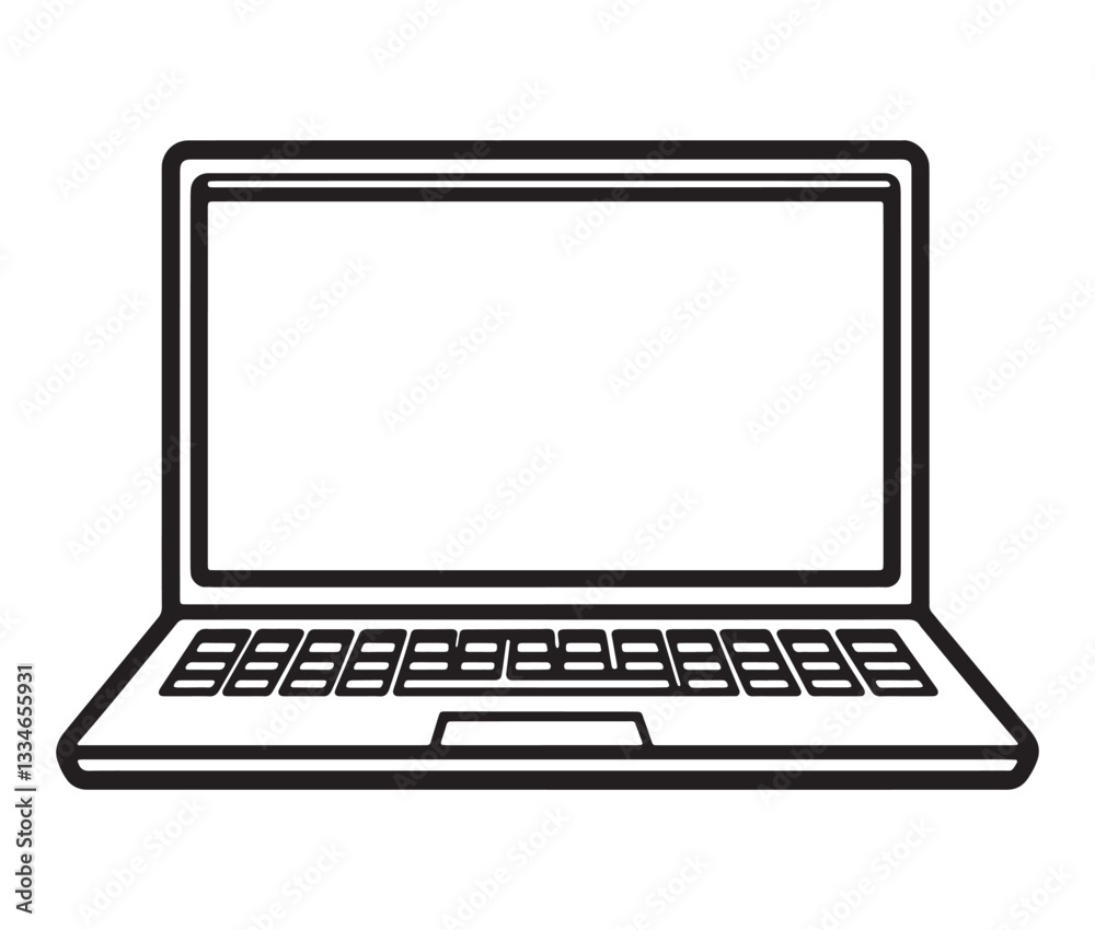 Laptop isolated on white background. Minimalist laptop icon, simple computer illustration. Open laptop drawing Laptop isolated on white background. Minimalist laptop icon, simple computer illustration. Open laptop drawing