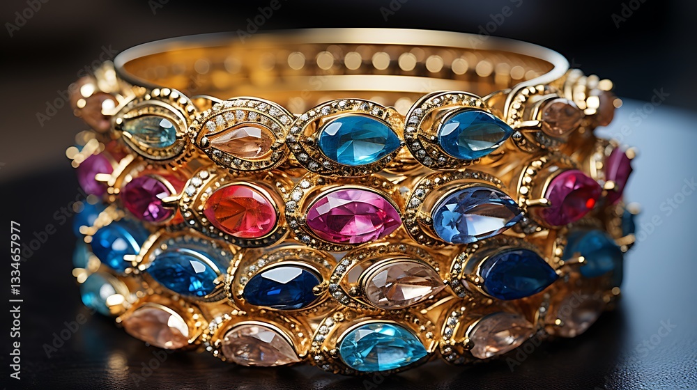 Stack of Luxurious Gemstone Bangles Stack of Luxurious Gemstone Bangles