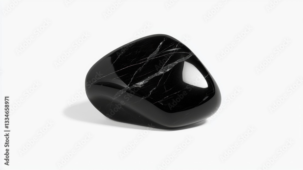 A black gemstone with a unique, irregular shape and visible inclusions. A black gemstone with a unique, irregular shape and visible inclusions.
