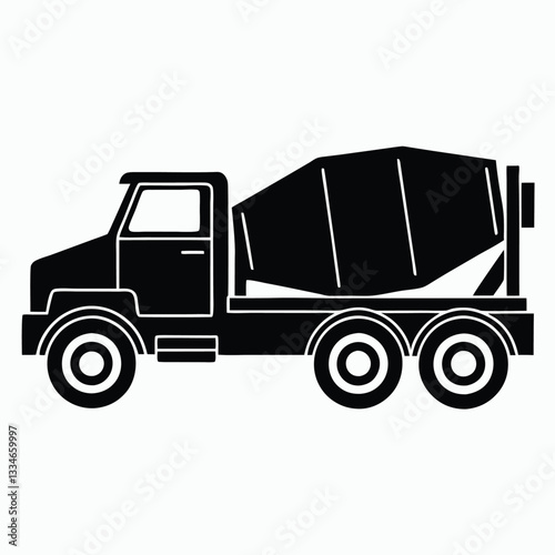 Simple Black Silhouette of a Cement Transport Truck