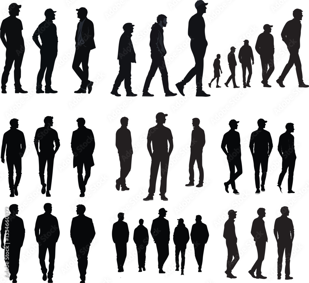 Silhouettes of Men on Blank Background – Vector Illustration Silhouettes of Men on Blank Background – Vector Illustration