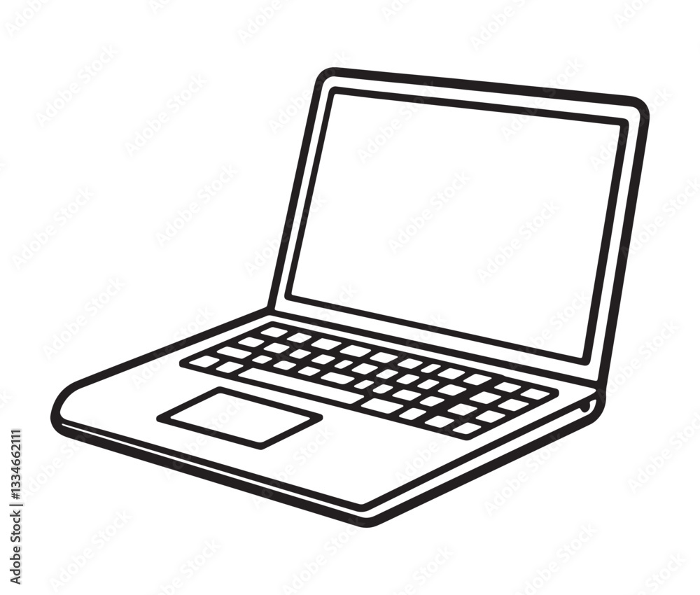 Laptop isolated on white background. Minimalist laptop icon, simple computer illustration. Open laptop drawing Laptop isolated on white background. Minimalist laptop icon, simple computer illustration. Open laptop drawing
