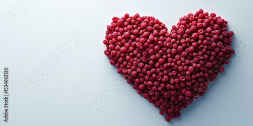Fresh raspberries arranged in a heart shape on a light background for a delightful and healthy treat