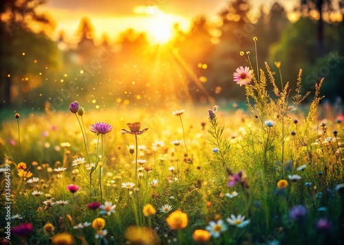 Soft Focus Meadow Landscape: Vintage Style Gentle Shadows Photography