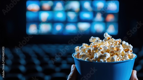 Popcorn & Movie Night: Blue Cinema Background