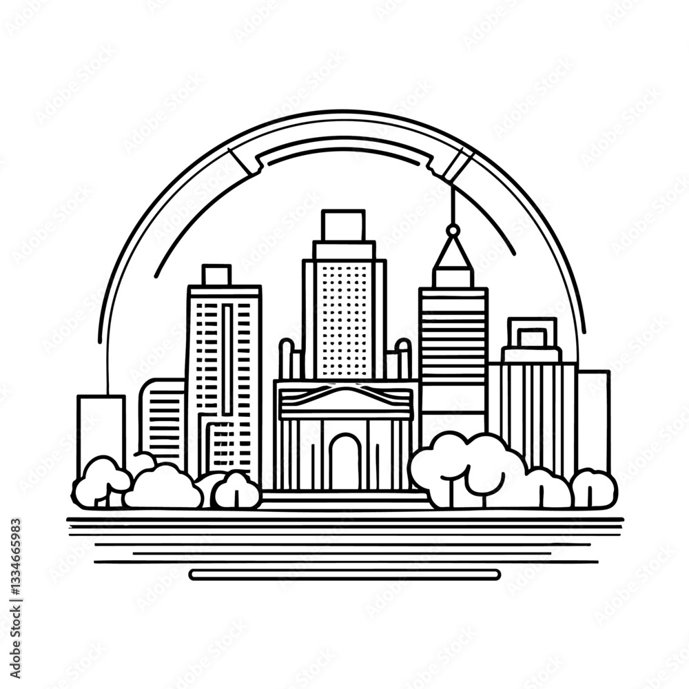 Obraz premium Miasto ikona ilustracja