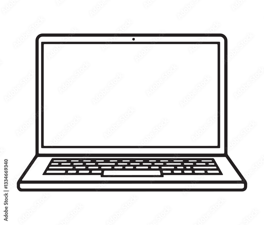 Laptop isolated on white background. Minimalist laptop icon, simple computer illustration. Open laptop drawing Laptop isolated on white background. Minimalist laptop icon, simple computer illustration. Open laptop drawing