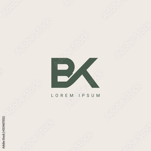 Abstract Minimal Artistic Letter BK KB Logo Design. Initial Based Letter Logo Symbol