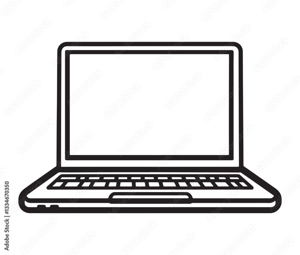Laptop isolated on white background. Minimalist laptop icon, simple computer illustration. Open laptop drawing Laptop isolated on white background. Minimalist laptop icon, simple computer illustration. Open laptop drawing