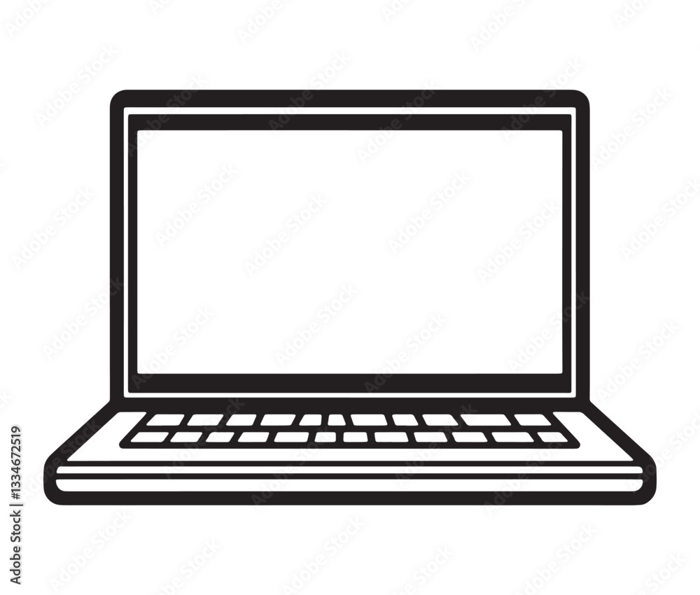 Laptop isolated on white background. Minimalist laptop icon, simple computer illustration. Open laptop drawing Laptop isolated on white background. Minimalist laptop icon, simple computer illustration. Open laptop drawing