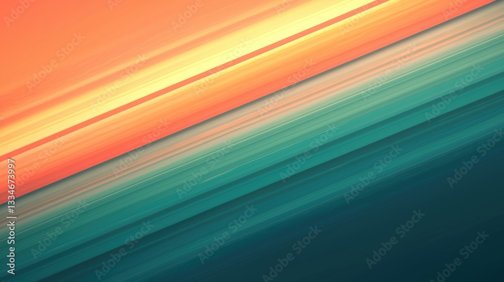 A vibrant abstract design featuring diagonal stripes in orange, yellow, green, and blue.