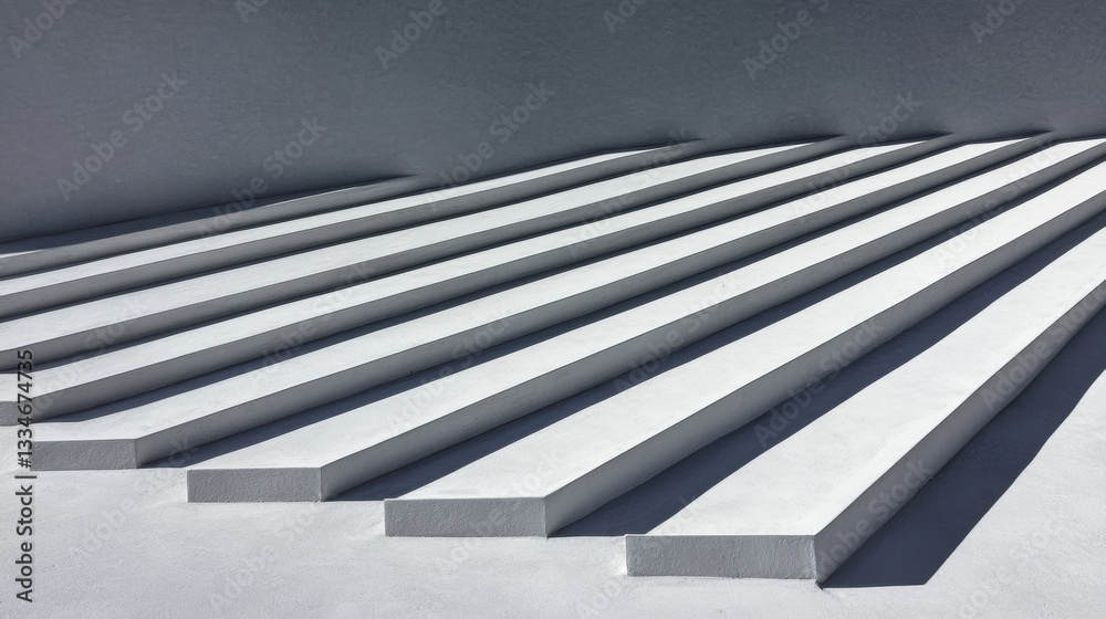 Obraz premium Staircase with white steps and gray wall