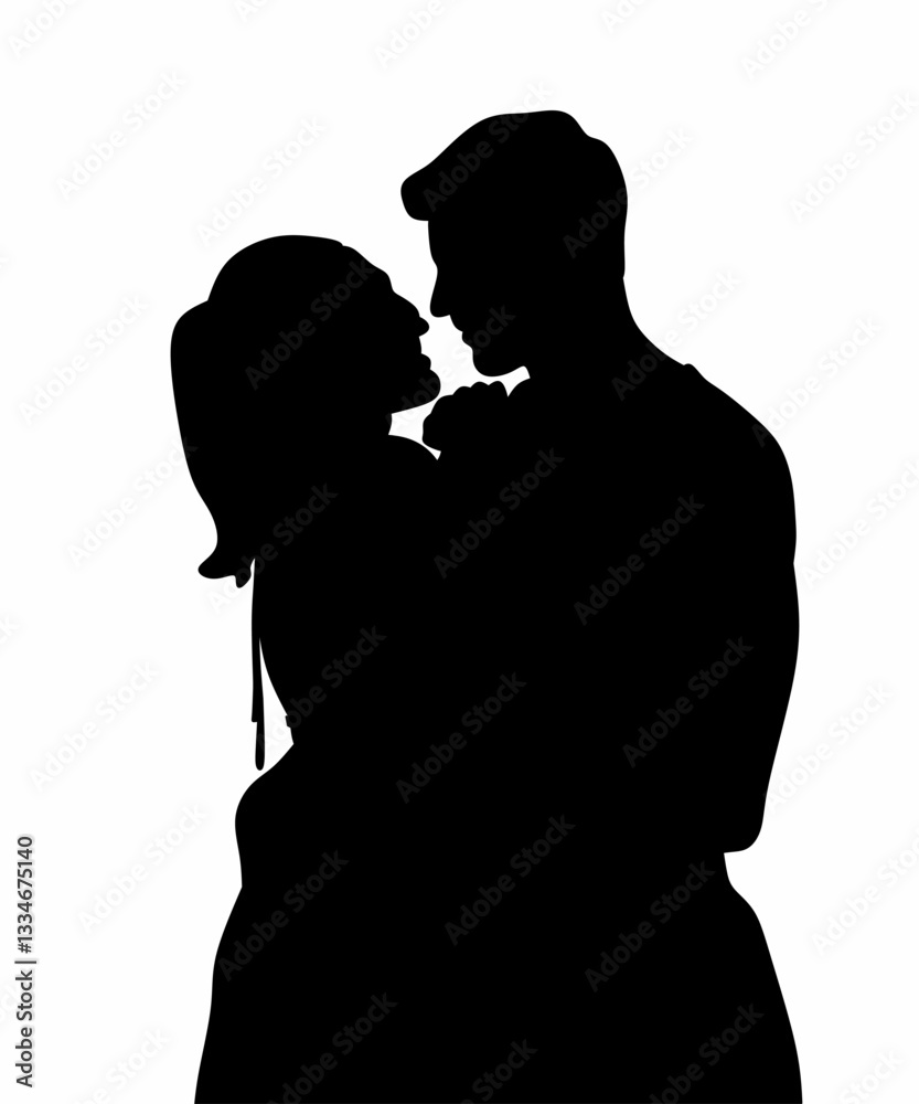 Silhouette of Affectionate Couple with Romantic Chemistry Silhouette of Affectionate Couple with Romantic Chemistry