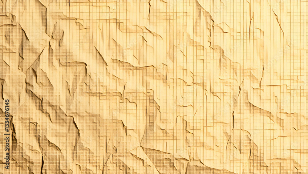 Fototapeta premium Close up view of crumpled brown paper showcasing recycled craft paper texture as background. concept as Close up view of crumpled brown paper showcasing recycled craft paper texture as background. in 