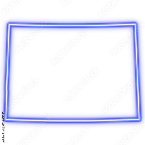 Neon blue outline of Colorado state map on transparent background