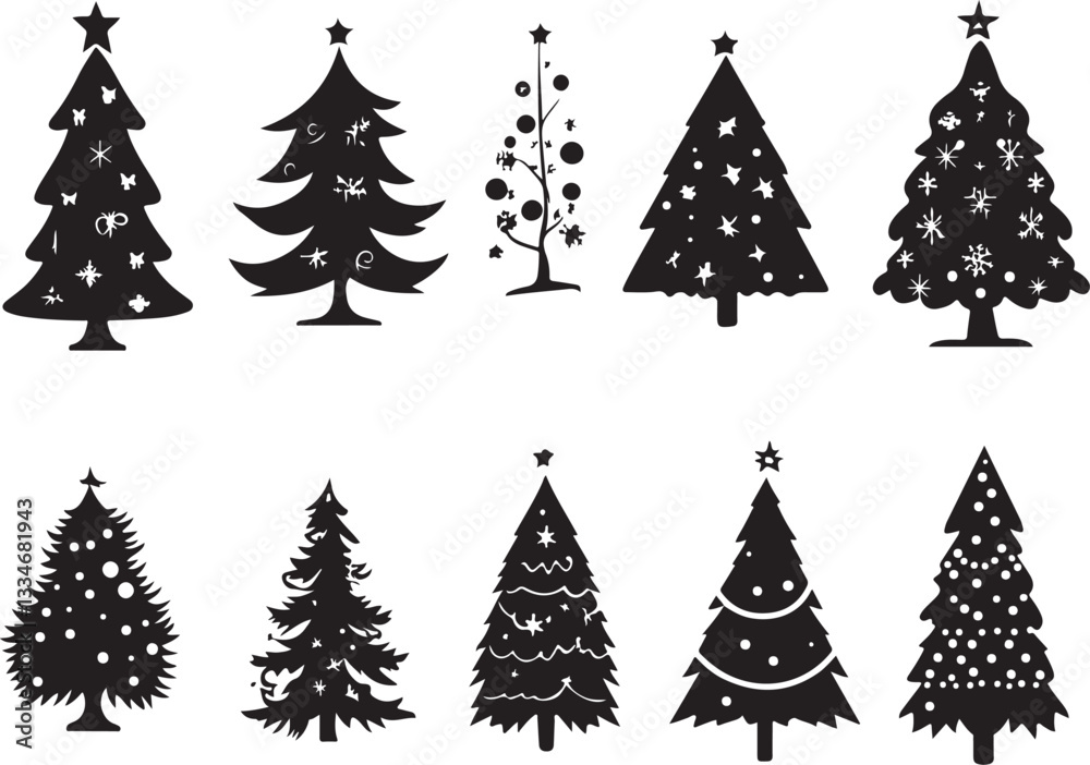 Obraz premium Christmas Tree Vector Bundle | Festive Holiday Design Pack