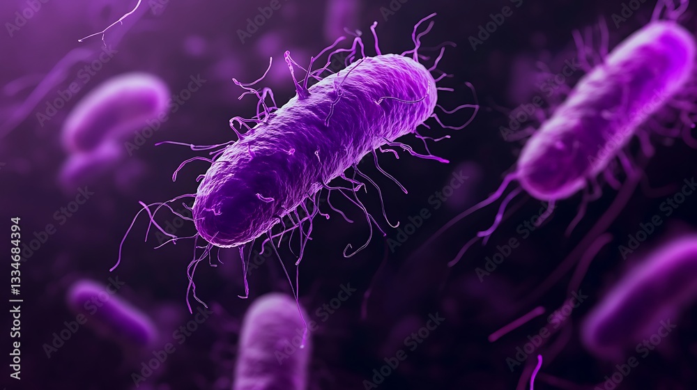 Microscopic World: Purple Bacteria Under Magnification Microscopic World: Purple Bacteria Under Magnification