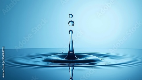 Elegant Water Droplet Splashing in Calm Blue Water Surface