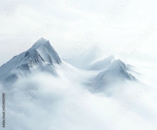 Wallpaper Mural Snowy mountain peaks emerging from fog Torontodigital.ca
