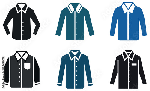 Long Sleeve Button-Down Shirt Vector Icons Collection design