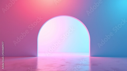 Futuristic Archway with Neon Lights in Vibrant Colorful Environment