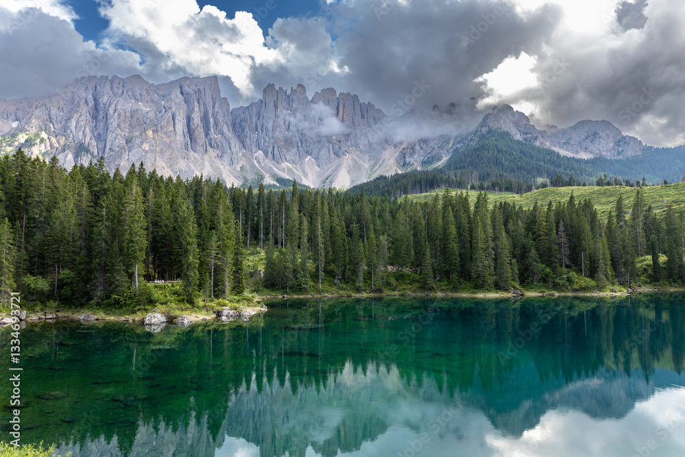 small alpine lake in the Dolomites small alpine lake in the Dolomites