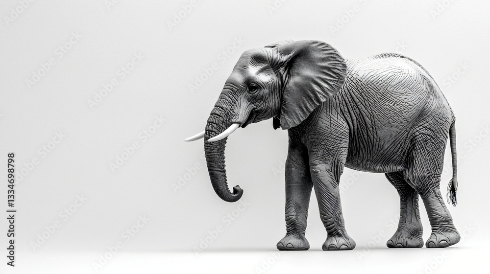 Obraz premium Gray Elephant in Studio, Calm Posture