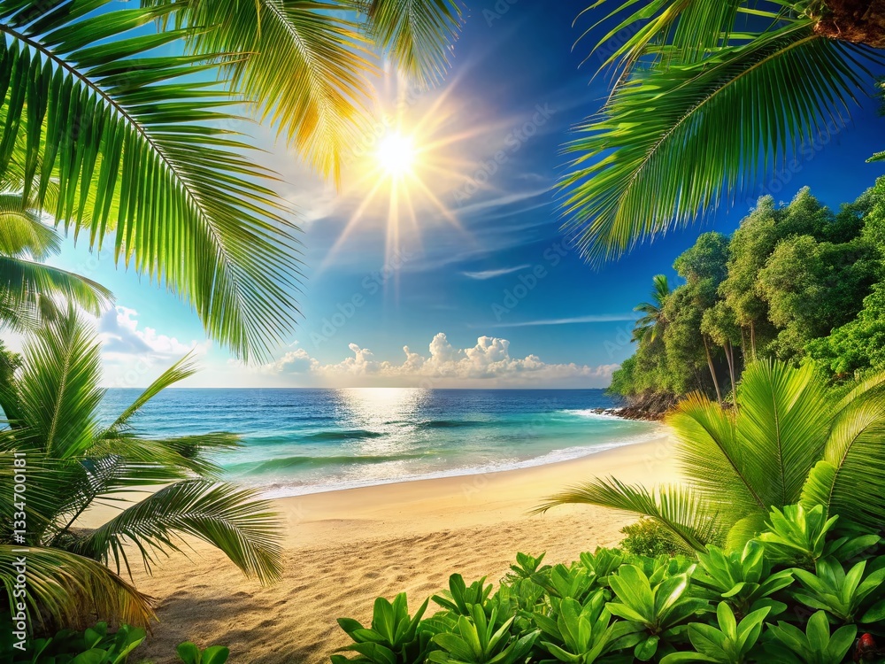 Fototapeta premium Summer Aesthetic: Balanced Composition with Sunlit Copy Space for Text and Design