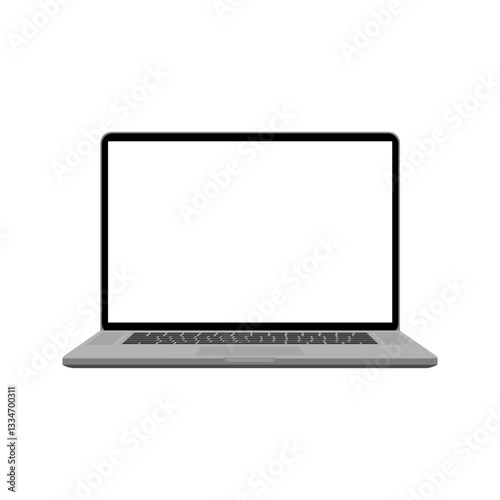Laptop Vector Drawing Illustration, Digital Device Sketch, Portable Computer Icon