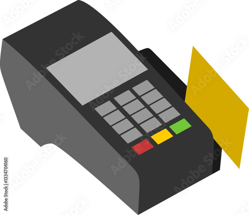 EDC Machine Vector Drawing, Electronic Payment Terminal Illustration, Digital Payment Device Vector Illustration