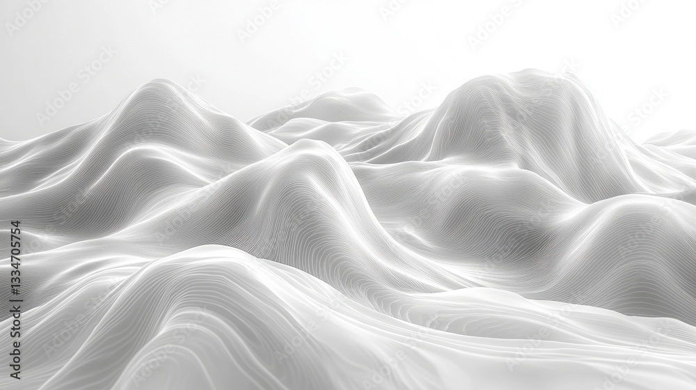 Obraz premium Abstract White Waves in Soft Light, Gentle Curves and Fluid Patterns resembling a Serene Landscape