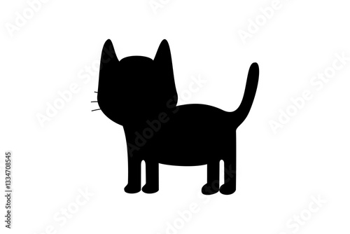 Cat silhouette vector. Black and white kitten shape for logos, home decor, and graphic design
