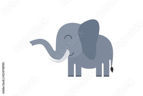Cute elephant vector illustration. Colorful wildlife animal drawing for kids, zoo posters, and books